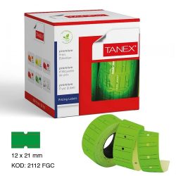 TANEX Pricing Machine Roll, Two Lines, 24 Rolls Green Phosphorescent