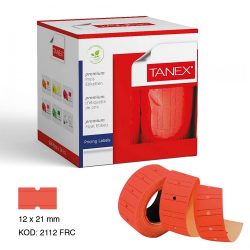 TANEX Pricing Machine Roll, Two Lines, 24 Rolls Red Phosphorescent