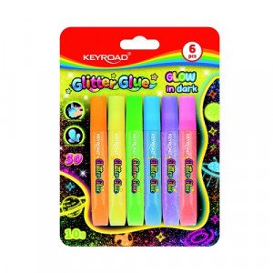 Glitter Glue Glow in Dark, 6 Colors KEYROAD