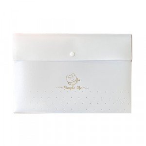  Document Holder With Button Click White Color With Metallic Gold Dots 