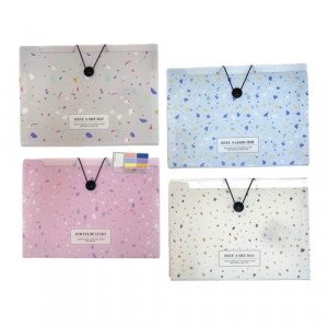 Document Folder With Rubber Lock 8 Slots Multi Colored Terrazzo