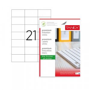 Office Label TANEX 21 Labels White 70×43.42 ml
