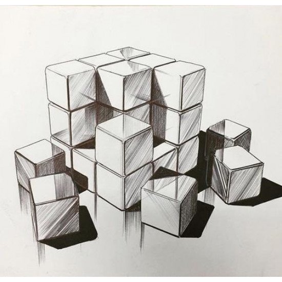 طقم اقلام جرافيك درجات اسود 8 مقاسات بايلي