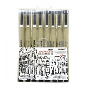 BAILE Graphic Pen Set of 8 Black
