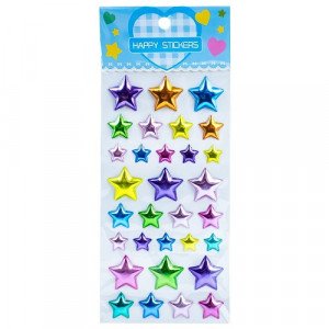 Colorful Metallic Puffy Stars Stickers