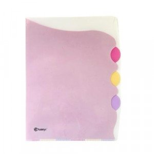 A4 Plastic Document Folder With 3 Colored Dividers