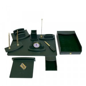 Office Set Royal Green Luxury Leather 10 PCs KING STYLE