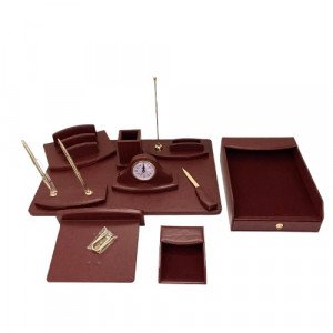 Office Set Brown Luxury Leather 10 PCs KING STYLE
