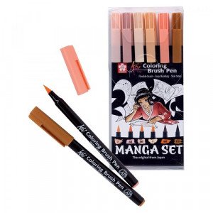 Coloring Brush Pen SAKURA Koi Skin Tones 6 Colors Manga Set
