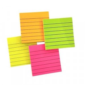 Stick Notes Neon lined 76x76 mm 5 Colors