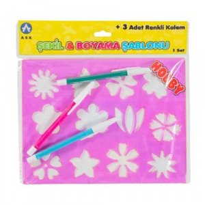 Shablona Roses Shapes 18 x23 cm ARK With 3 Pens