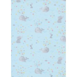 Children's Gift Wrapping Paper 2m x 70cm Cute Animals Blue