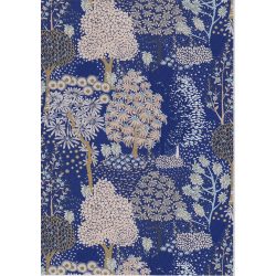 Kraft Gift Wrapping Paper 2m x 70cm Blue Floral Prints