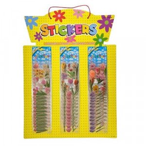 Stand of Rose Stickers with Gold Tip, 36 pcs