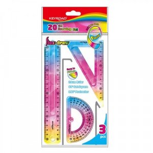 A set Of 3 Pieces A Triangle A Protractor And A Ruler KEYROAD Rainbow Colors
