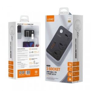 LDNIO SK3469 PD20W 2M Fire Resistant Power Strip with 3 Sockets and 3 USB Ports