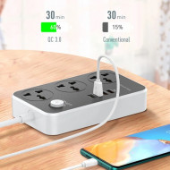 توصيلة كهربائية LDNIO SK3469 PD20W  مقاومة للحريق 3متر بثلاثة مقابس و 3 منافذ USB 