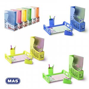 Desk Set of 4 Plastic Pieces, Several Colors MAS