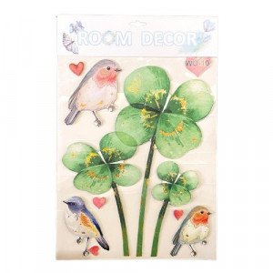 Green Rose and Birds Wall Stickers Prominent Home Decor