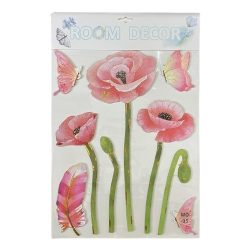 Poppy Rose and Butterflies Wall Stickers Prominent Home Decor