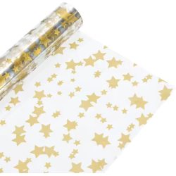 Gold Stars Clear Cellophane Roll 36.5m x 70cm