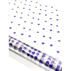 Purple Hearts Clear Cellophane Roll 36.5m x 70cm