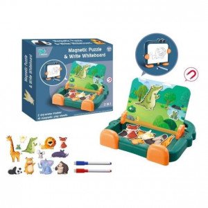 Whiteboard Children's Game with Magnetic Puzzle, Animals