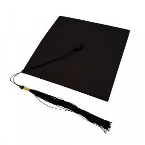 Black Graduation Hat with Elastic 23x23 cm With Rope