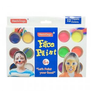Face Painting Colors, 12 Color Discs with 2 Brushes