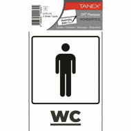 لوحة ارشادية ورق لاصق تانكس WC رجال ابيض قطعتين