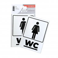 لوحة ارشادية ورق لاصق تانكس WC سيدات ابيض قطعتين