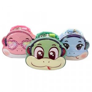 Metal Children's Piggy Bank With Lock And Handle Snake Shape, Several Colors