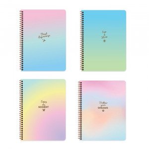 دفتر سلك كاسكن انجليزي 100 ورقة B5 مموج قوس قزح