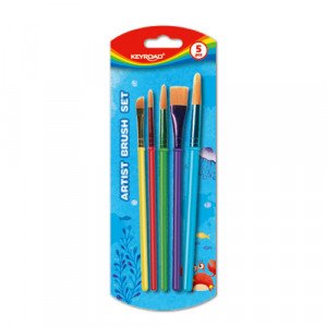Painting Brushes of 5 Different Sizes Colored KEYROAD Plastic