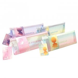Pencil Case with Zipper, Soft Transparent Mesh, Pastel Multi-Color