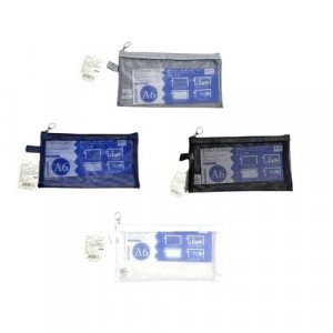 Pencil Case with Two Zippers, Soft Transparent Mesh, 22 x 12 cm, Several Colors