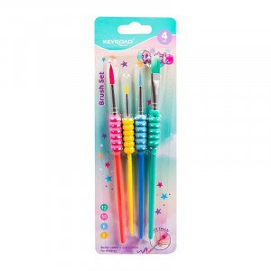 Painting Brushes of 4 Different Sizes Wide &amp; Thin KEYROAD Pastel