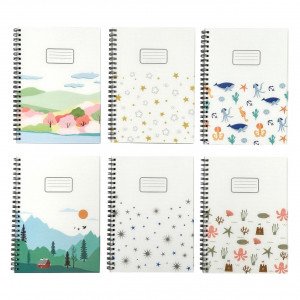 Simba A5 Wirebound English Notebook, Transparent Cover, 80 Sheets with Fun Shapes