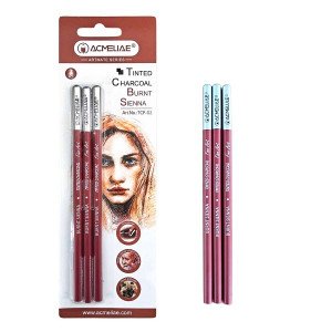 ACMELIAE Tinted Charcoal Burnt Sienna Pencils - 3 pcs Set