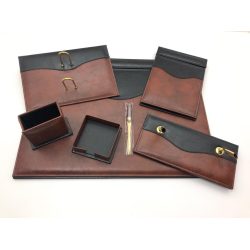 Office Set Brown and Black Leather 7 PCs 911 GULPAS