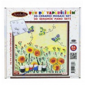 3D Ceramic Painting Set Flowers And Butterflies ARTEBELLA 20 x 20cm