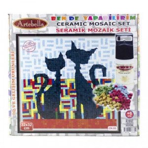 Ceramic Mosaic Set Two Cats ARTEBELLA 32×32 cm