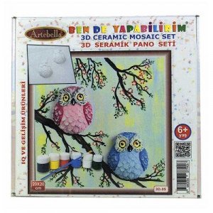 3D Ceramic Painting Set Owl And Twig ARTEBELLA 20 x 20cm