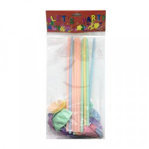 Stick with Clips Balloons and Balloons 12 Pcs Pastel Color