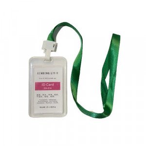  Card Holder Plastic Longitudinal Double Sided With Green Rope 54×85 mm Transparent