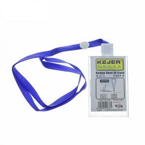 Plastic Name Card Holder Two Sides Transparent KEJEA 54 x 85 mm Rope Blue