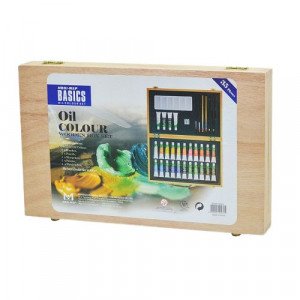 Wood Box 26 Oil Colors Tube MAGI-WAP12 Ml With Art Supplies