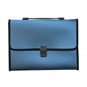 Documents Cover with Luck and Handel 12 Pocket Metallic Blue