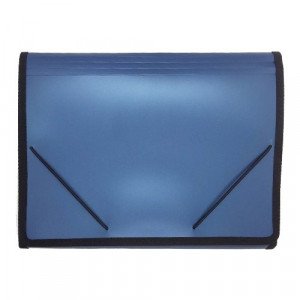  Documents Cover with Side Rubber 12 Pockets Blue 