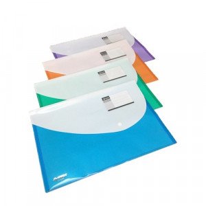  File Bags with Button Click, Card Holder and Rear Pocket Assorted Color  